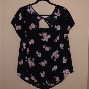 Black floral blouse